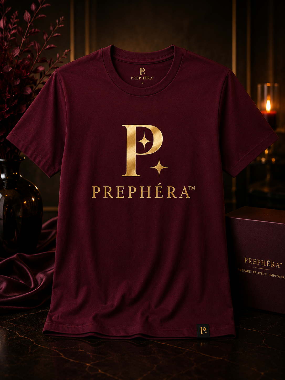 PREPHÉRA™ Essential Tee — Burgundy